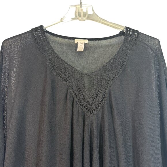 Chico's Black Crochet Trim Tunic Top L/XL - Picture 3 of 5
